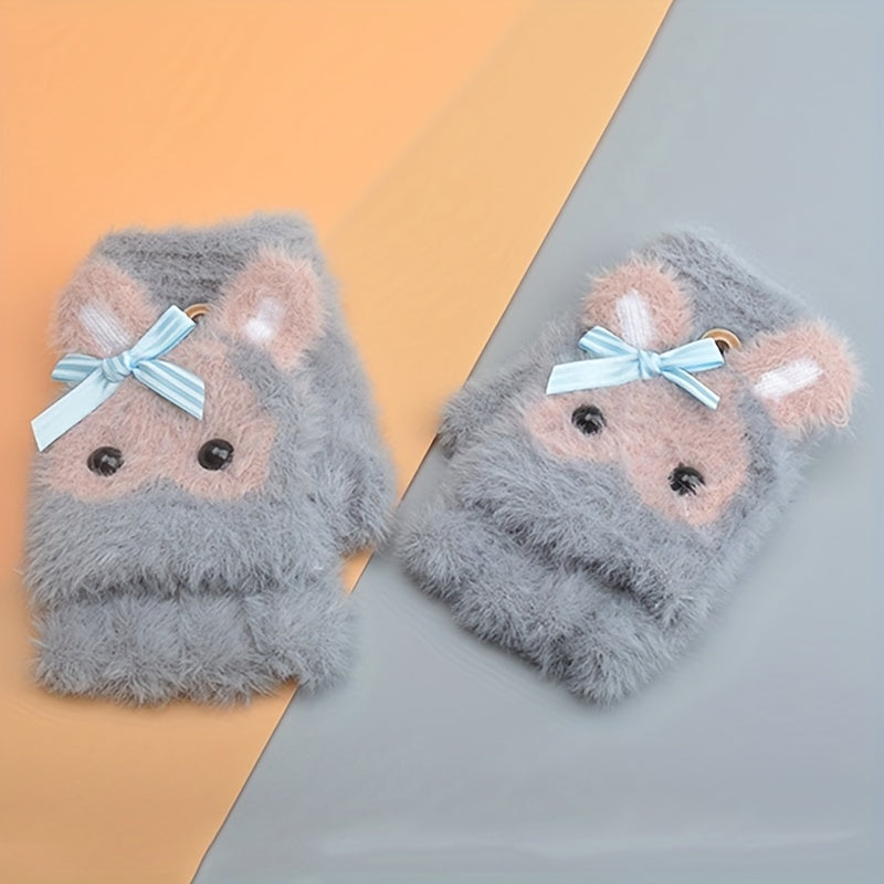 Kids Waterproof Half-finger Warm Gloves 6-15 Years