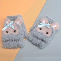 Kids Waterproof Half-finger Warm Gloves 6-15 Years