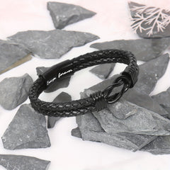 Unisex Love You Forever Braided Leather Bracelet