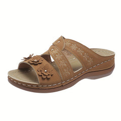 Women's Flower Decor Slide Shoes Comfortable Perforated Sandals
