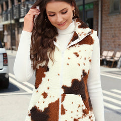Cow Plush Vest Sleeveless Fleece Warm Jacket Fall Winter Women's Clothing
