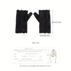 Lace Fingerless Gloves Women Half Finger Cycling Sunscreen Solid Gloves