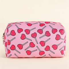 Pink Print Makeup Bag for Young Girls Woman