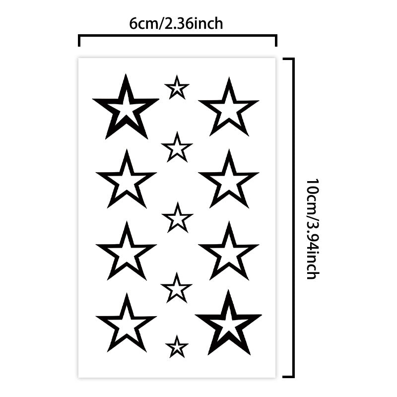 Water Resistant Temporary Tattoos Star Realistic Non Reflective Ink 1-2 Weeks