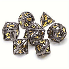 7pcs Hollow Metal Polyhedral Dice Set RPG Digital Teaching Collection