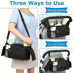 Baby Stroller Manager with Non-Slip Strap, Insulated Cup Holder, Phone Bag