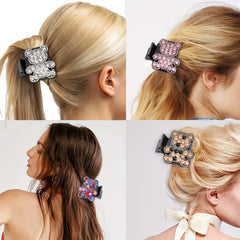 Y2K Colorful Rhinestone Bear Hair Claw Rectangle Hair Clow Clip For Women Girls