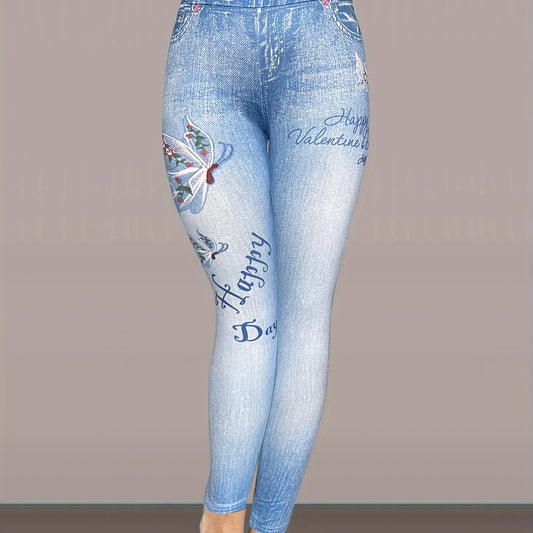 Denim Butterfly Yoga Tight Pants Fitness Leggings