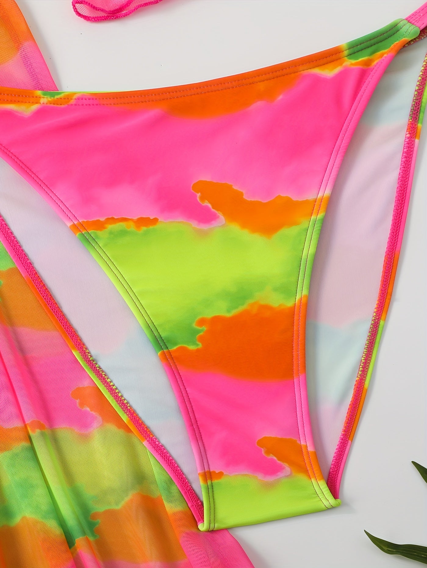  Boho Tie Dye Bikini Set Cover Up Halter Triangle Swimsuit