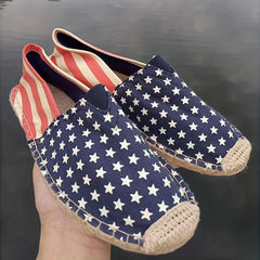 Women's Flag Pattern Flat Casual Shoes Slip On Low Top Round Toe