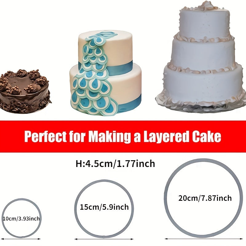 3pcs Mousse Cake Mold Rings - Round Heart Flower Bear Kitten Shaped