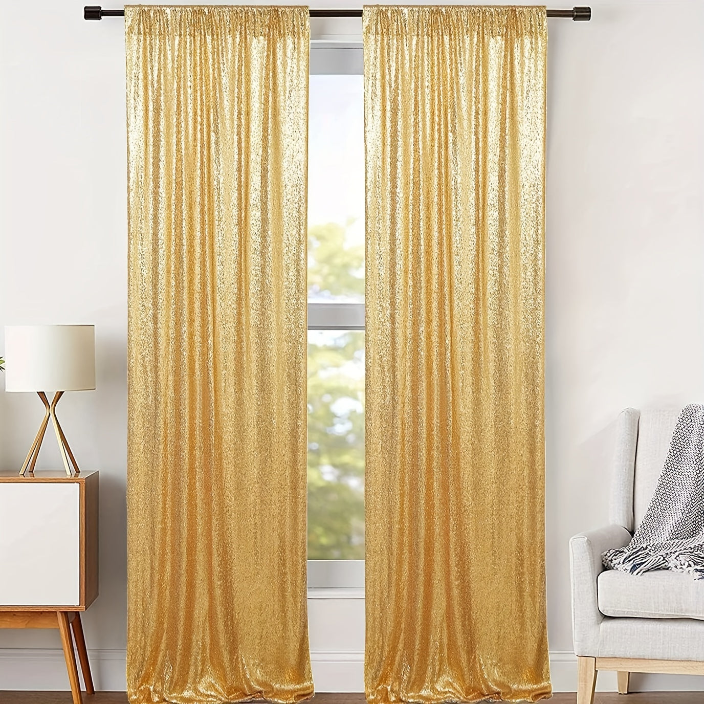 2pcs Sequin Backdrop Curtains Glitter Photo Booth Backdrops Curtains
