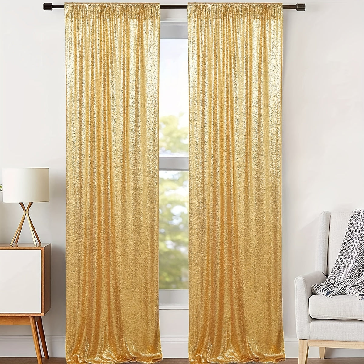 2pcs Sequin Backdrop Curtains Glitter Photo Booth Backdrops Curtains