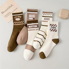 5 Pairs Letter Print Socks for Women