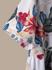 Floral Print Maxi Dress Short Sleeve Plus Size