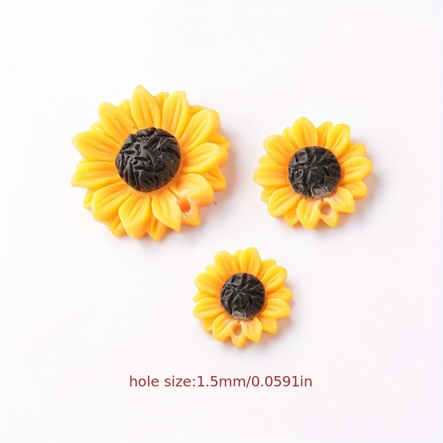 10pcs Sunflower Daisy Resin Beads Pendants for Jewelry Making