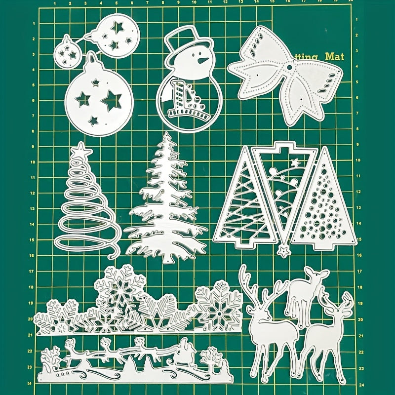 9pcs Christmas Metal Cutting Dies Xmas Tree Snowman Embossing Snowflake Stencils