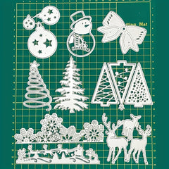 9pcs Christmas Metal Cutting Dies Xmas Tree Snowman Embossing Snowflake Stencils