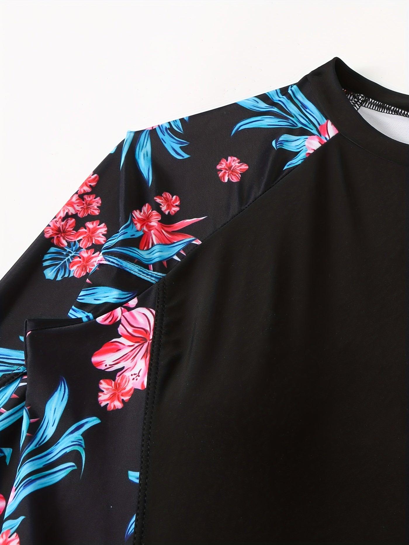  Boho Floral Swimsuit Long Sleeve One Piece Bathing Suit