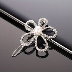 Rhinestone Flower Hair Clip Faux Pearl Side Clip Head Jewelry Hair Accessories
