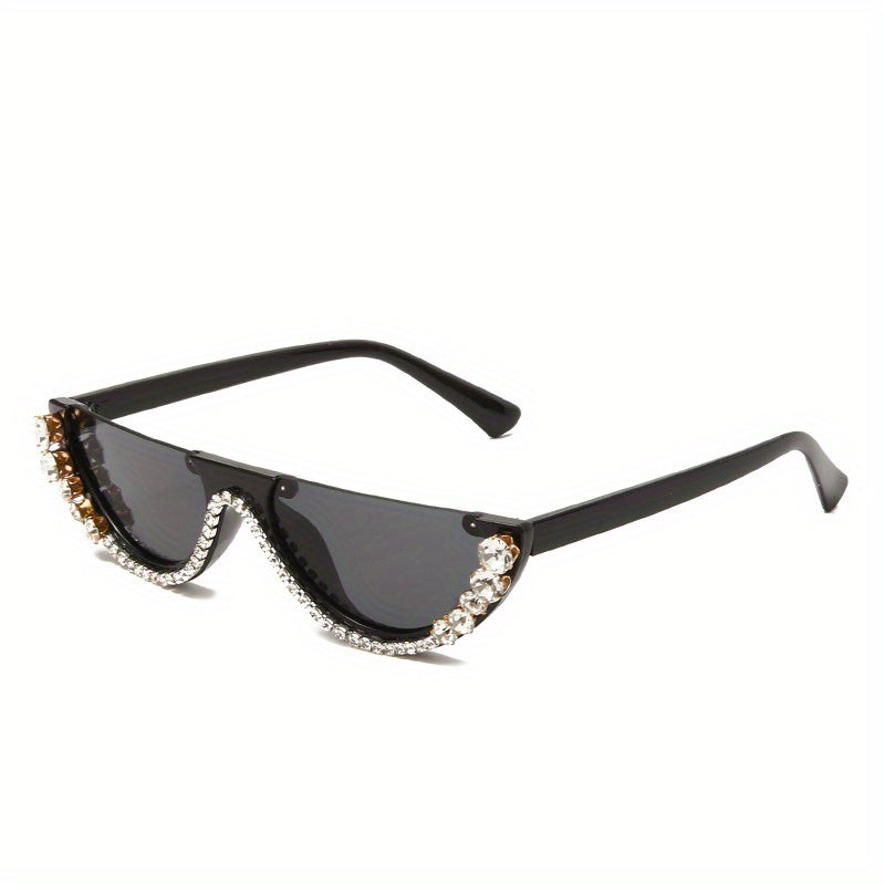 Y2K Rhinestone Decor Flat Top Sunglasses UV400