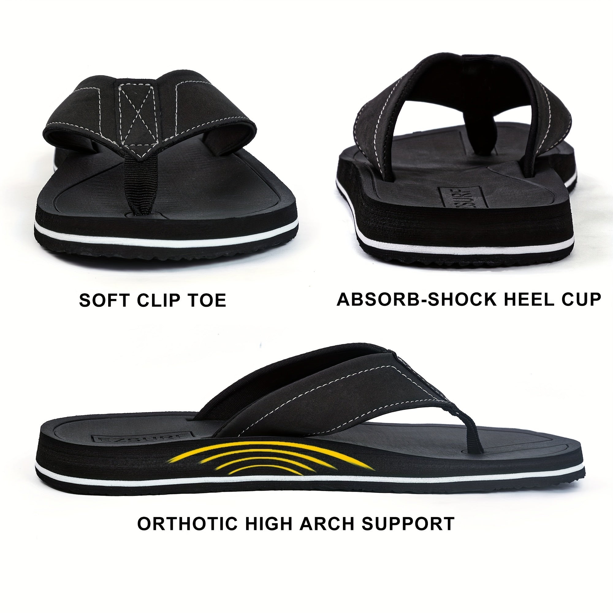 Men's Arch Support Flip Flops Lightweight Comfortable Non Slip Thong Sandals