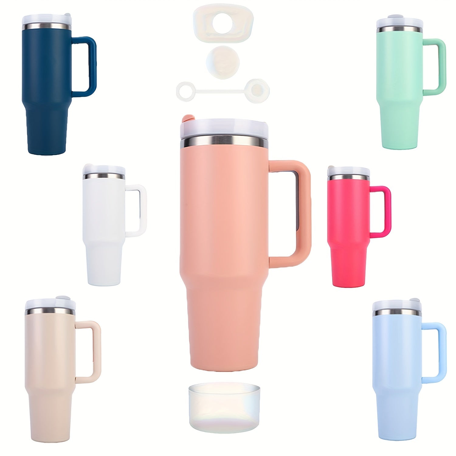 40 oz Tumbler with Handle and Straw Lid, Leakproof Silicone Boot
