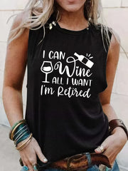 Letter Print Crew Neck Tank Top Casual Sleeveless Tank Top