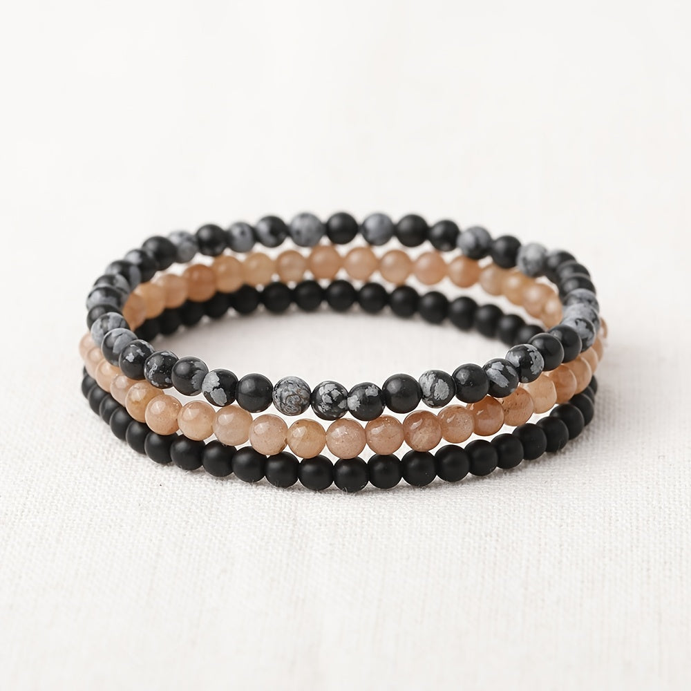 4mm Natural Stone Energy Bracelet Stackable Yoga Healing Beaded Bracelet Gift