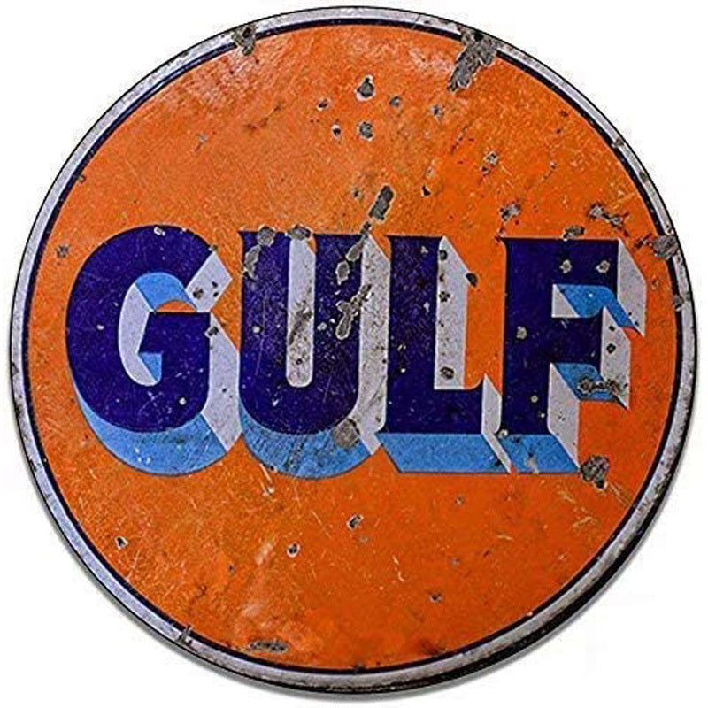 Vintage Round Metal Sign Bay Gasoline Sign 12 Inches Diameter
