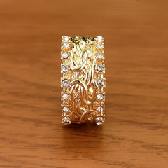 Vintage Golden Braided Rhinestone Men's Ring