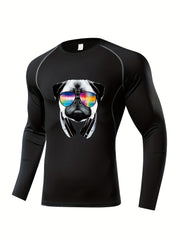 Skeleton Pattern Compression Shirt Men's Long Sleeve Athletic Baselayer