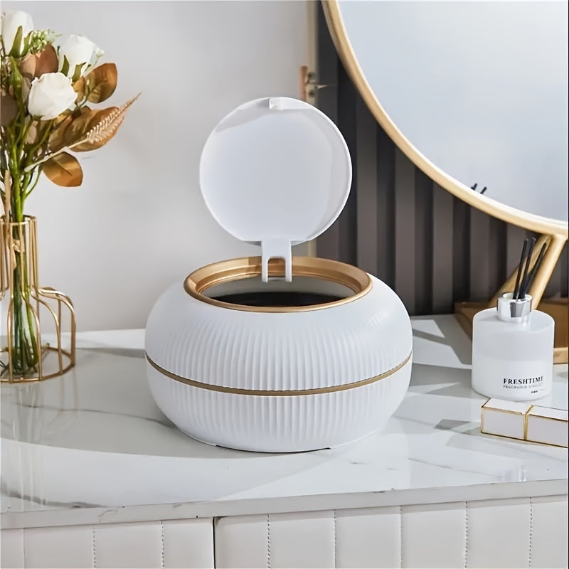 Anti Odor Wastebasket With Lid Press Type Desktop Paper Basket