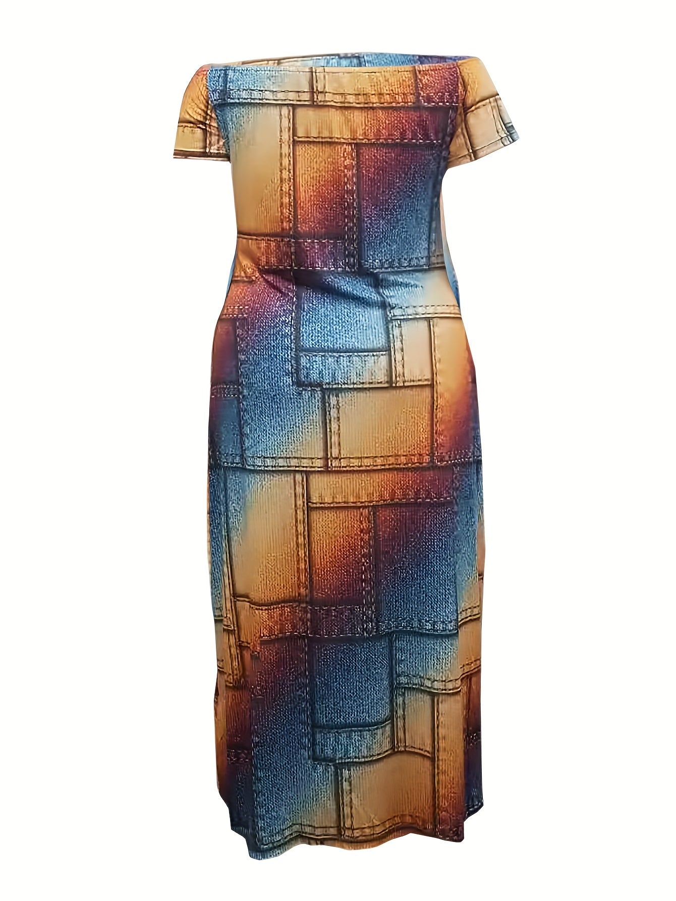 Women's Plus Ombre Denim Off Shoulder Maxi Dress
