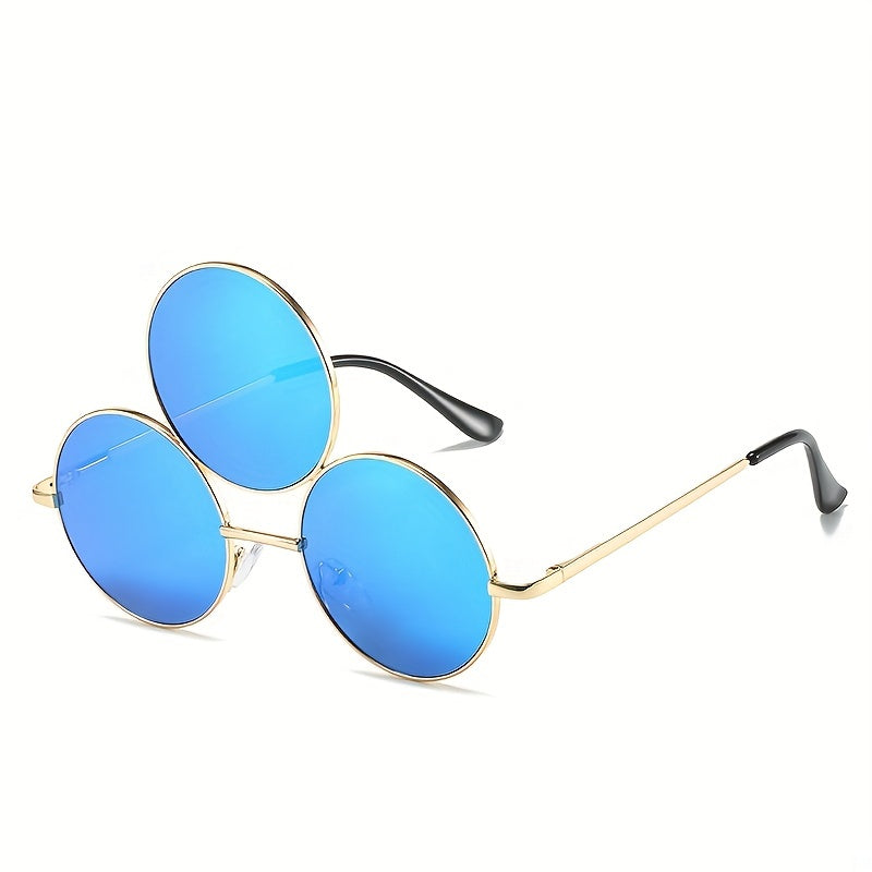 Y2K Round Metal Sunglasses Funny Mirror Lens UV400