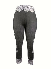  Butterfly & Denim Print Skinny Leggings