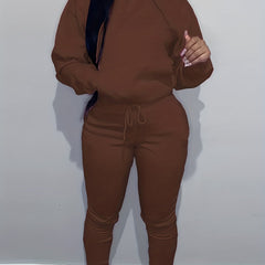  Solid Hoodie & Jogger Sweatpants Set