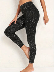  Glitter Star & Stripe Print High Rise Leggings
