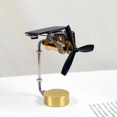 Solar Panel Copper Windmill Ornament Science Puzzle Toy Demonstration Decor