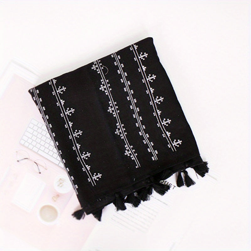 Polyester Print Tassel Scarf Casual Accessories