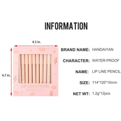 Matte Lip Liner Pencils Set 12 Assorted Colors Soft Waterproof Long Lasting