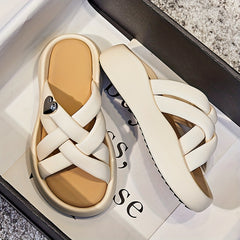 Women's Cross Strap Summer Slippers Sandals Thick Sole Comfortable Platform