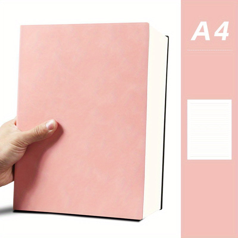 480 Page A4 Notebook, Soft Leather, Thick Horizontal Lines