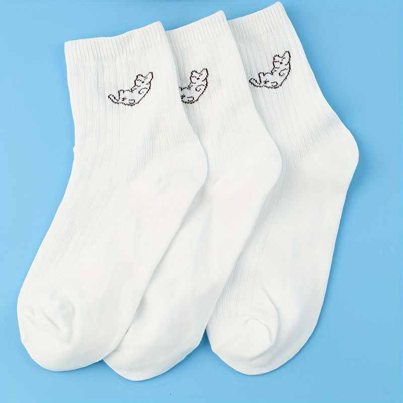 3 Pairs Cat Print Socks Women's Stocking