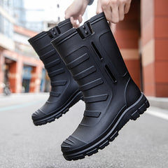 Women's Thermal Mid Calf Rain Boots Waterproof Non slip Outdoor Shoes