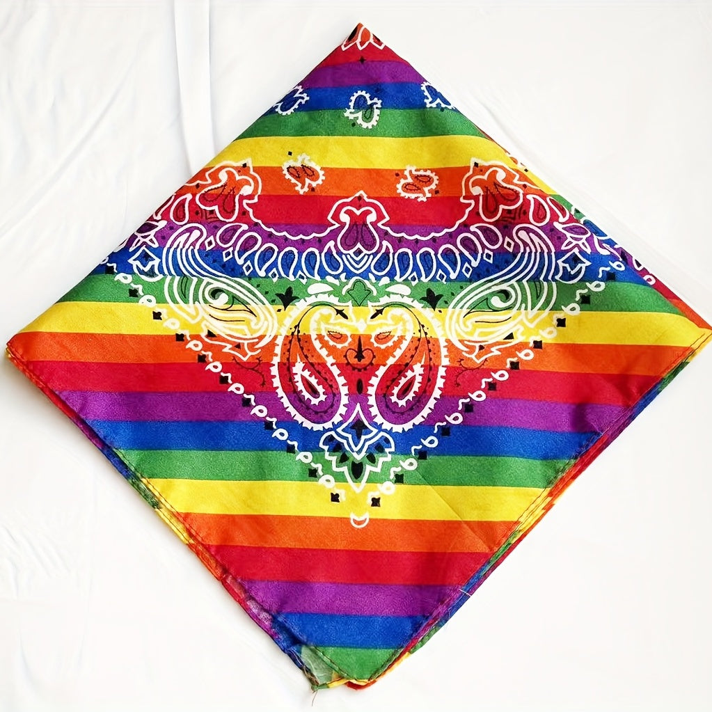 Iridescent Paisley Print Bandana Hip Hop Square Scarf