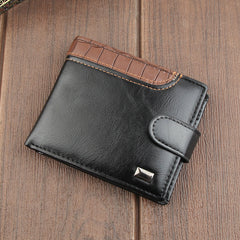 Men's Crocodile Style PU Leather Wallet With Zipper Card Slots
