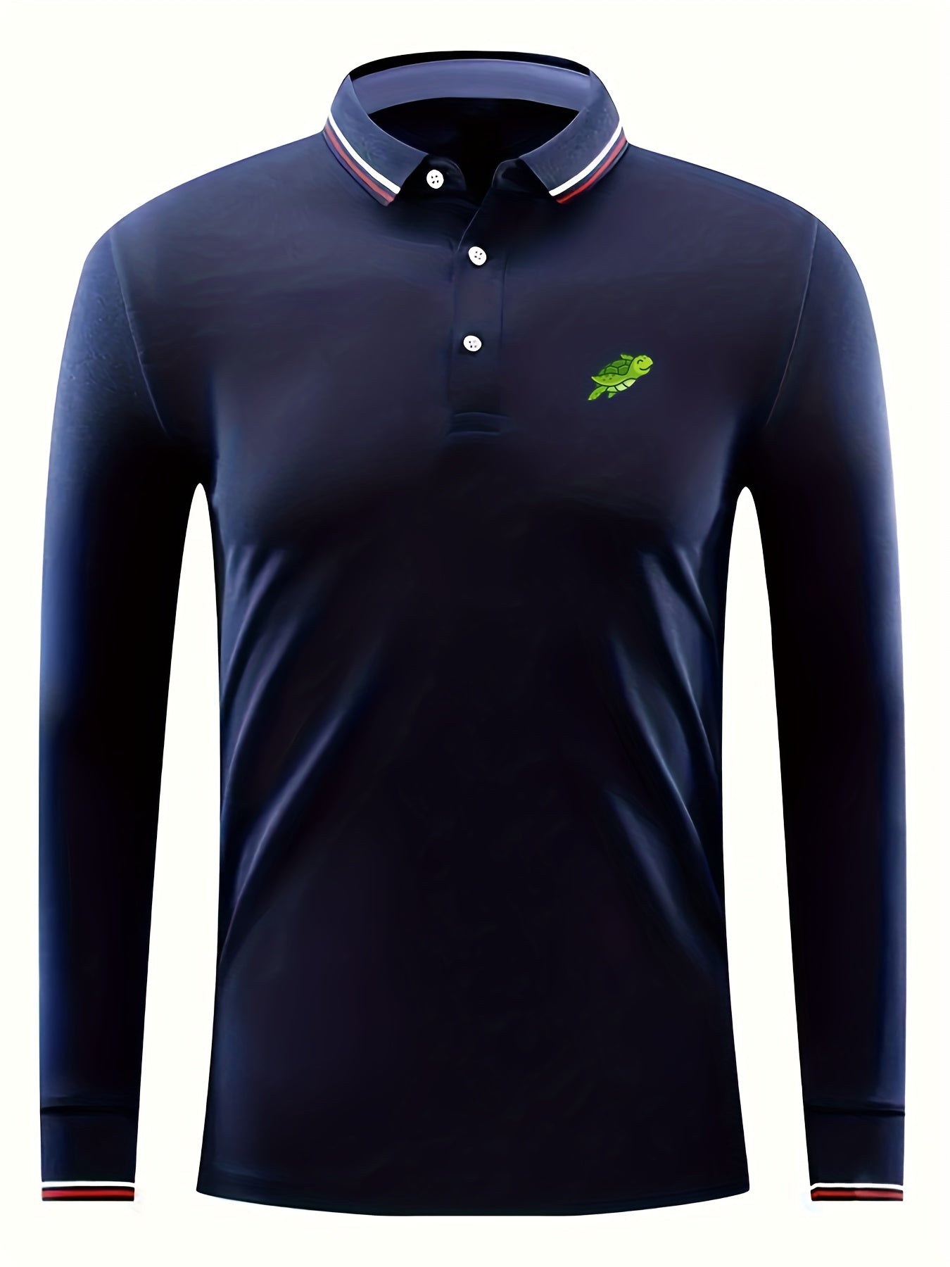 Men's Turtle Print Long Sleeve Polo Shirt