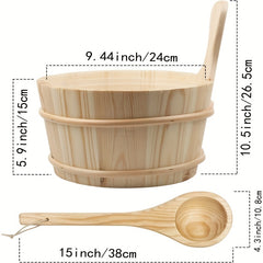 Cedar Sauna Bucket And Ladle Set with Plastic Liner