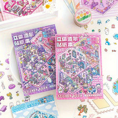 40 Cute Cartoon Character Sticker Book PET Material Multi-functional Decorative